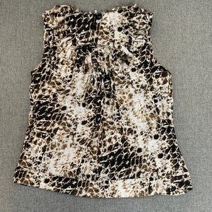 Sioni Python Snake Print Blouse‎ Large Unique Curled Textured Collar Sleeveless